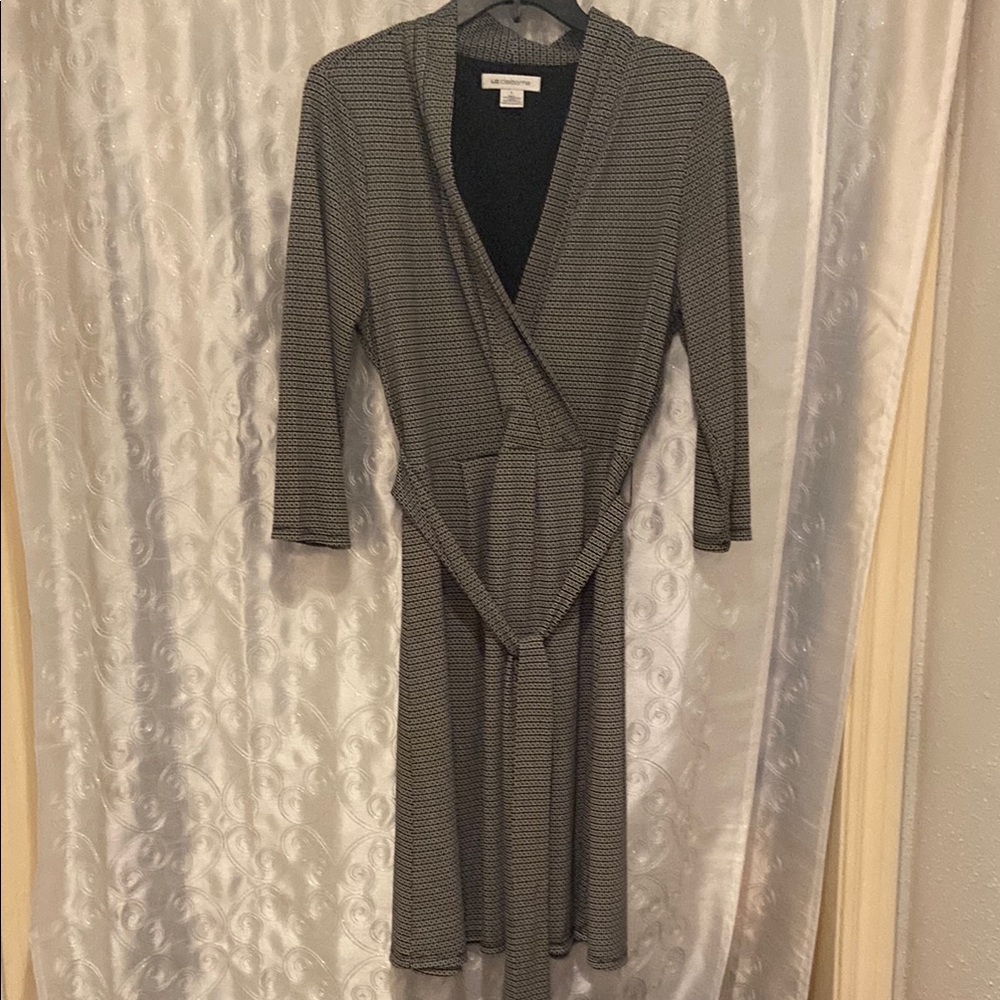 Liz Claiborne Black and White Wrap Dress Women’s Size Large 🔥 YB2